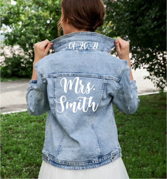 Bridal Shower Gift, Denim Jacket with Pearls, Customized Personalized Jacket, Future Mrs. Christmas Gifts, bride gifts, Brownies cake