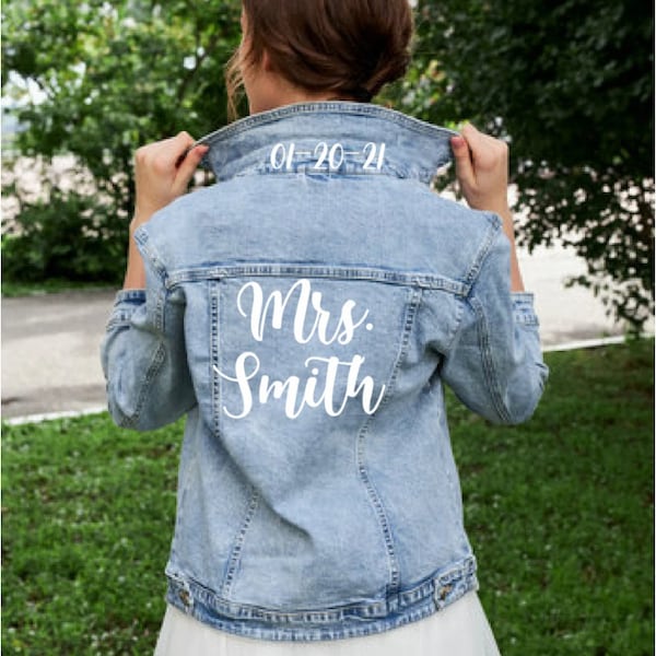Bridal Shower Gift, Denim Jacket with Pearls, Customized Personalized Jacket, Future Mrs. Christmas Gifts, bride gifts, Brownies cake