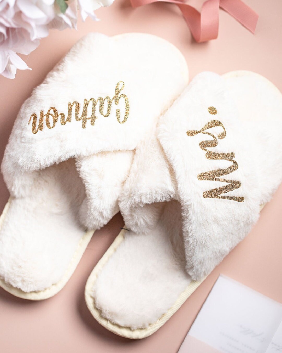 Where To Buy Personalized Bridal Slipper Bridesmaid Gifts Bridal Shower Wedding Bridesmaid Fluffy Bachelorette Hen Fluffy Slide On Girls Night Sleepover