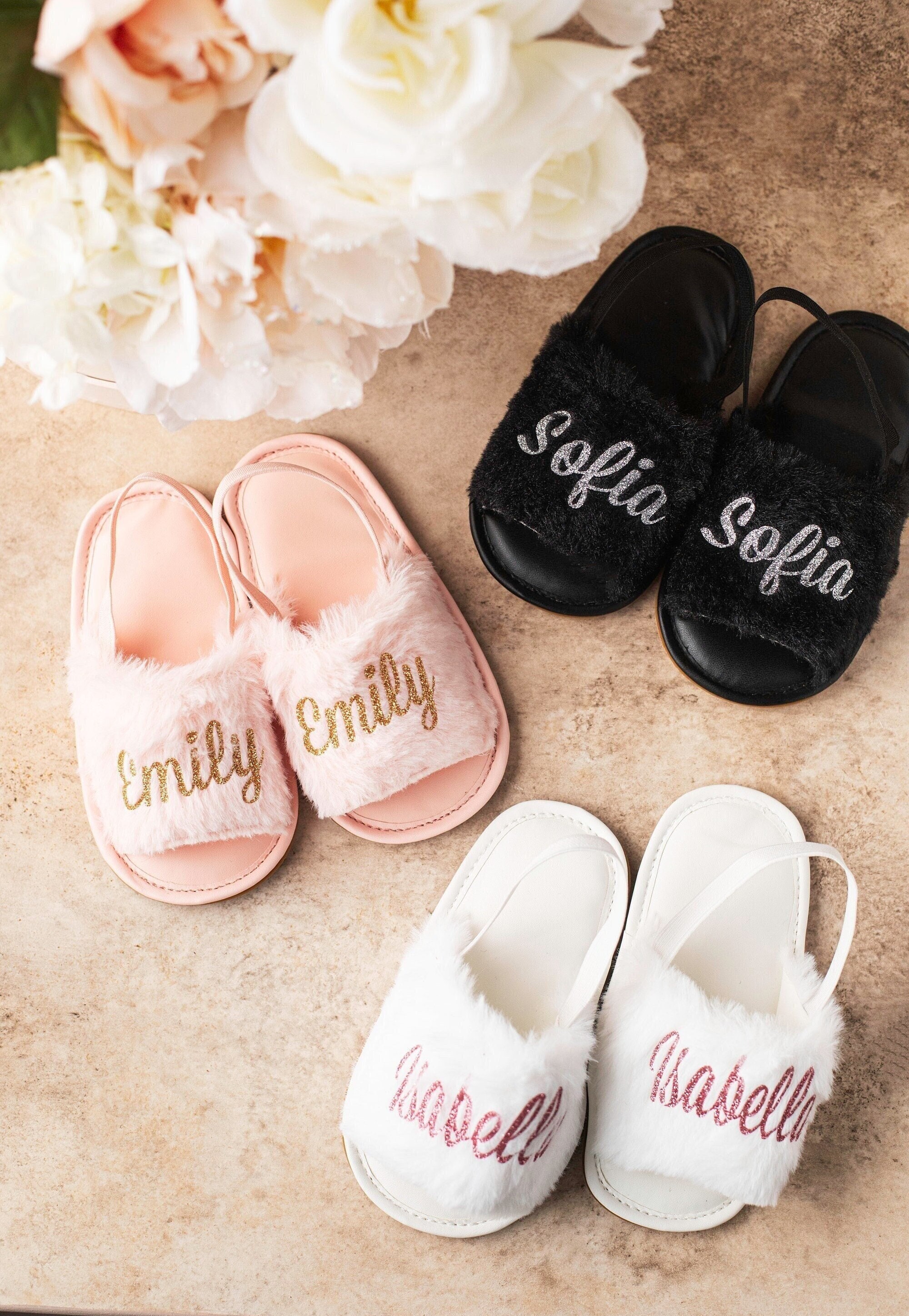 Shoes Girls Shoes Slippers personalized slippers custom slippers, Flower girl slippers Bridesmaid slippers Toddler slippers personalised spa slippers 