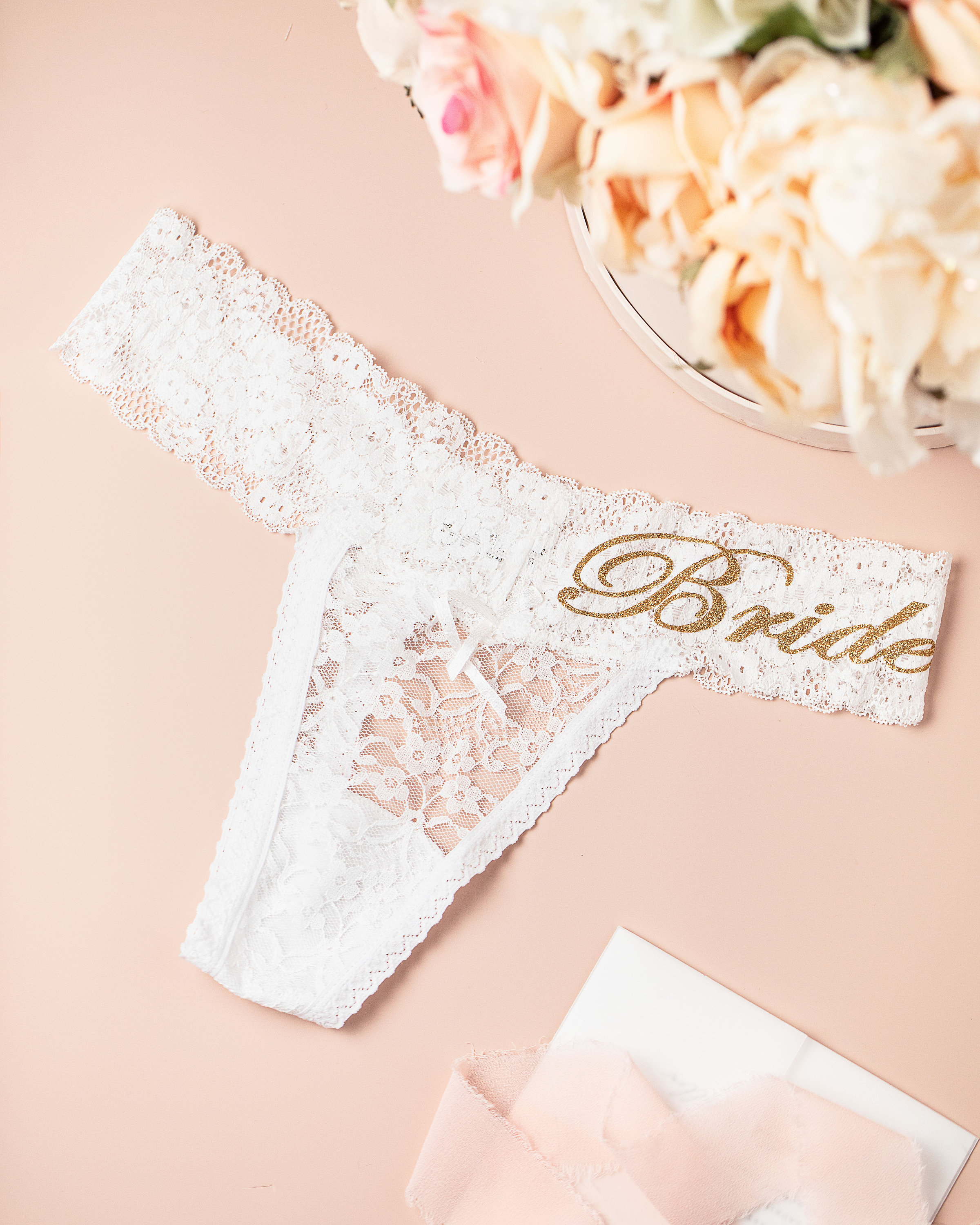 Personalized Thong, bride panties, bridal shower gifts, bride gift  honeymoon thong