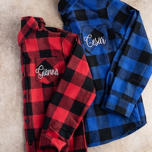 UNISEX Kids/Adult Christmas Shirt oversized flannel shirt Bridesmaid Gift plaid Shirt  Bridal Party Shirt Flannel Shirt Matching Gifts