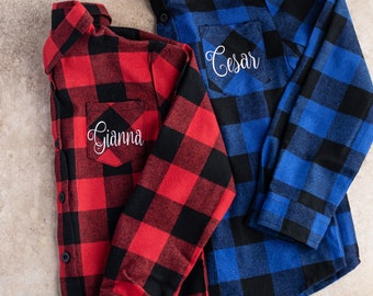 UNISEX Kids/Adult Christmas Shirt oversized flannel shirt Bridesmaid Gift plaid Shirt  Bridal Party Shirt Flannel Shirt Matching Gifts