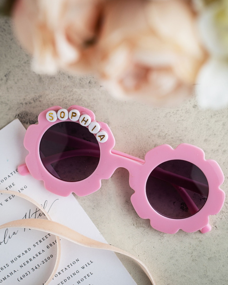 Personalized gift Flower Girl Sunglasses Flower Shaped SunGlasses For Girls Flower Girl Toddler Petal Patrol Flower Girl Christmas Gifts image 7