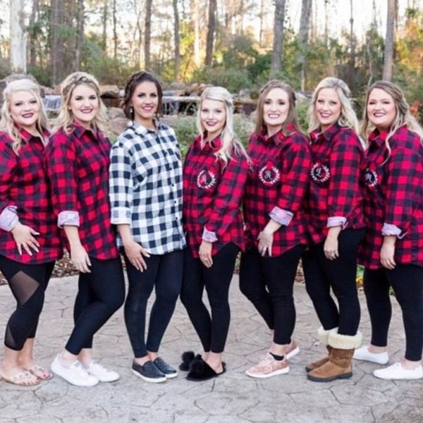 Gifts UNISEX Personalized gift oversized flannel shirt Bridesmaid Gift plaid  Bridesmaid Shirts Bridal Party Shirt,Flannel Shirt Matching