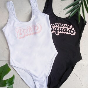 Bride/ Bride Squad Swimsuit Personalized Bride Swimsuit One-piece Honeymoon Swim Suit Custom Swimsuit Bachelorette Swimsuit Beach