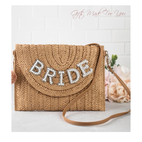 Cadeau nuptiale de douche pour la future mariée, idées cadeaux de fiançailles, mariée lune de miel, sac à main en paille, idées cadeaux pour la mariée, cadeau de mariage, cadeau pour la fête des mères, mariée