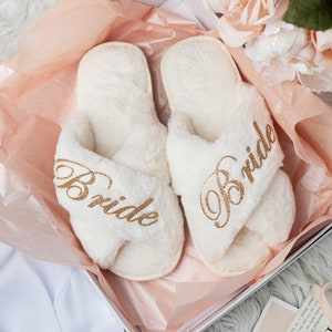 Gifts Personalized Bridal Slipper Bridesmaid Gifts Bridal Shower Wedding Bridesmaid Fluffy Bachelorette Fluffy Slippers birthdays gifts