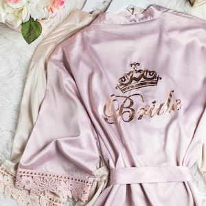 Satin Lace Bridesmaid Robes Wedding Kids/Adult Robes Lace Robe Bridesmaid  Robe Bridal Party Robes Bridesmaid Gifts Bridesmaids Proposal