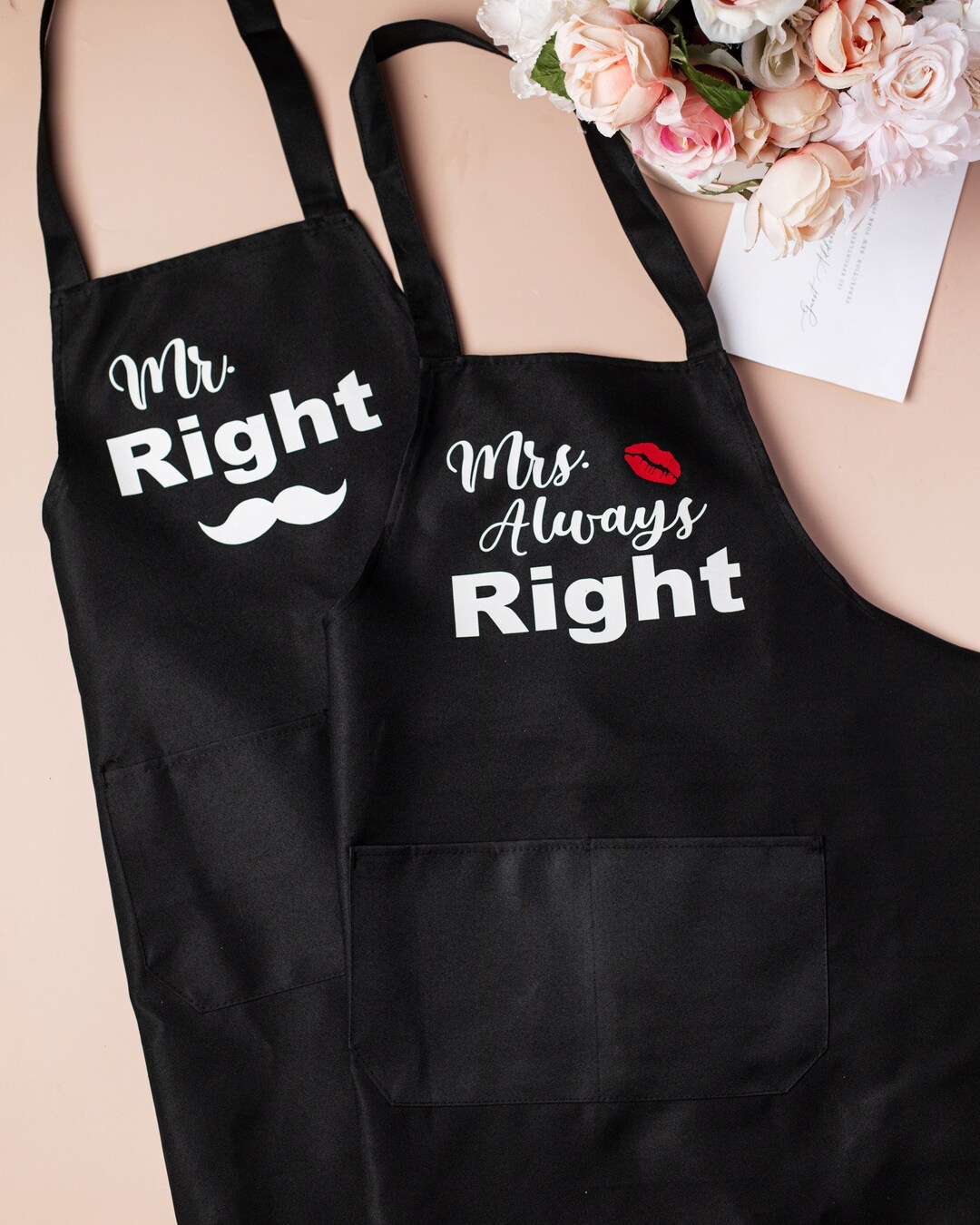 SET OF TWO Apronscouples Gifts Personalized Aprons Funny Apron, Couple