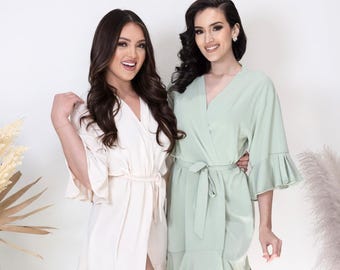 Ruffle bridesmaid robes -bridesmaid robes- bridal robe -bridal party robes -ruffle robes - bride robe - wedding robes -robes for bridesmaids