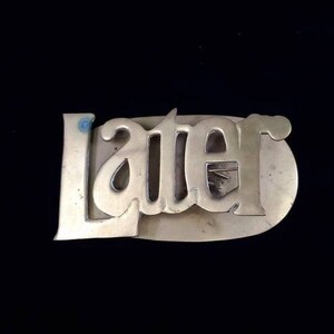 Vintage brass Later paper clip paperweight.  70&quot;s office decor, desk organization.