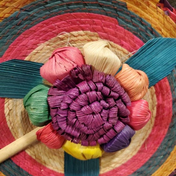 Vintage Mexican floral hand fans.  Bright colorfu… - image 3