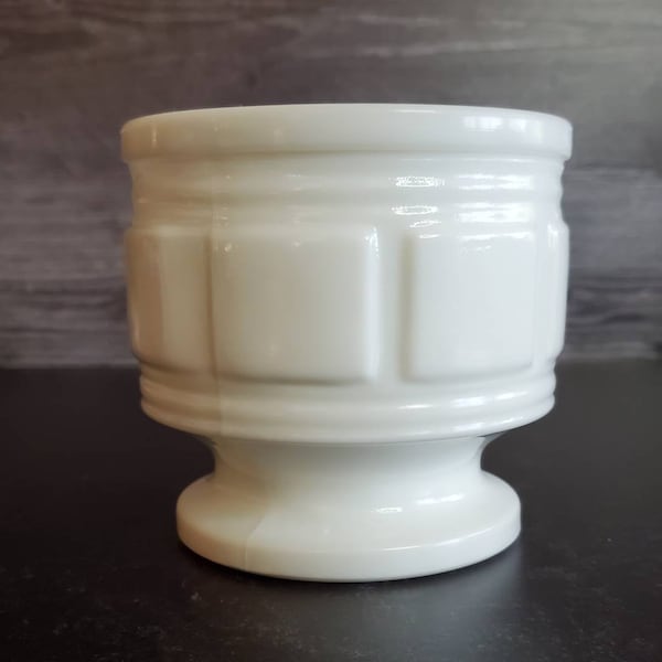 Vintage Grecian milk glass planter or cachepot.  Randall planter with modern design.  Mod plant pot