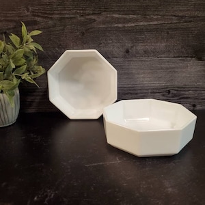 Arcopal Novoctime cereal bowls.  Set of 2 VintageWhite French octagonal bowls.