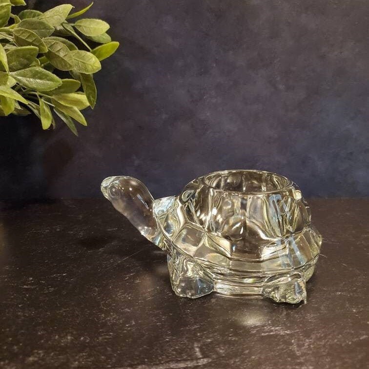 Vintage Glass Turtle Candle Holder. Clear Glass Votive Holder. Etsy