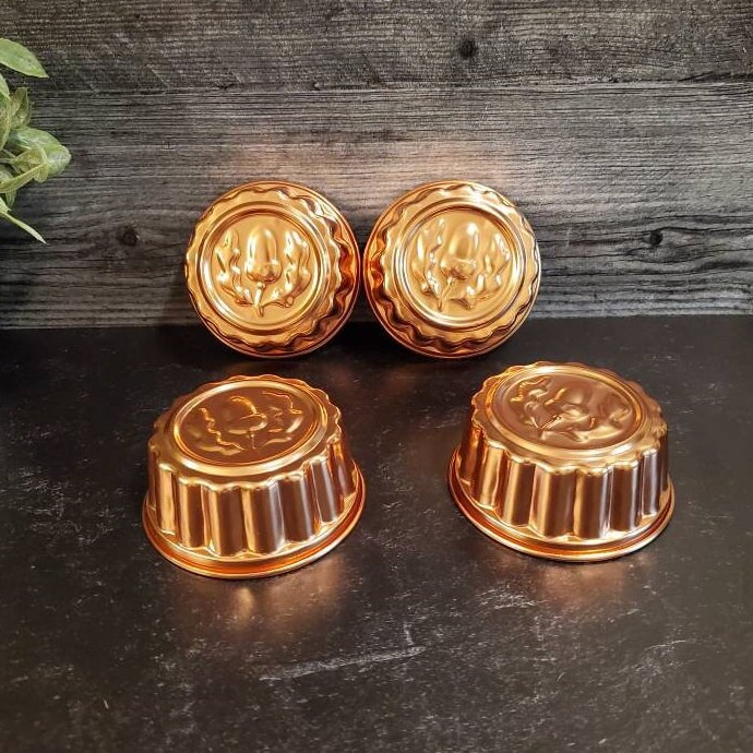 Miniature Round Cake Molds Copper set of 3 in 1:12 scale 