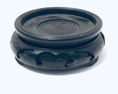 2.25 quot Vintage Carved Black Rosewood Asian Plant Stand Ginger Jar Vase Holder