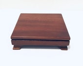 Square Base Wooden Rosewood Plant Stand Ginger Jar Vase Holder