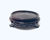 3.5 quot or 3.25 quot Vintage Ornate Carved Rosewood Asian Plant Stand Ginger Jar Vase Holder