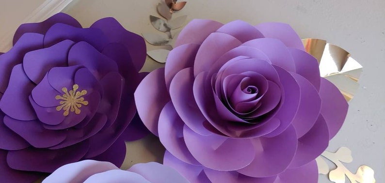 Purple Party Decor Lilac Paper Flowers 10 Pc 16 5 11 Purple Paper Flowers Purple Paper Roses Princess Sophia Lavander Paper Flowers Party Supplies Paper Party Supplies