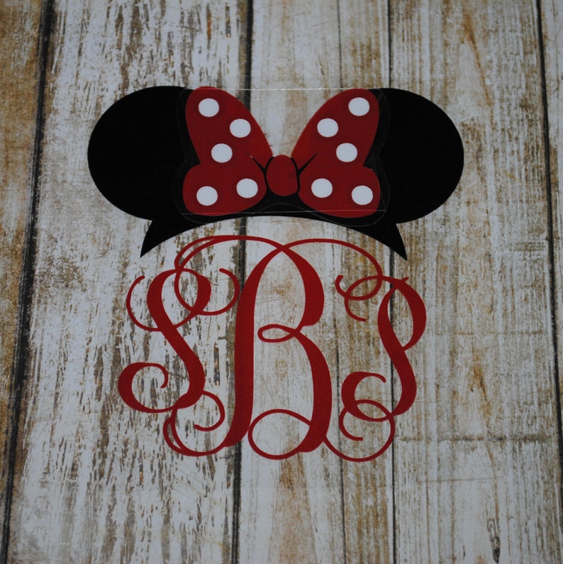 Minnie Mickey Ears Vine Monogram Custom Iron On Heat Transfer Etsy