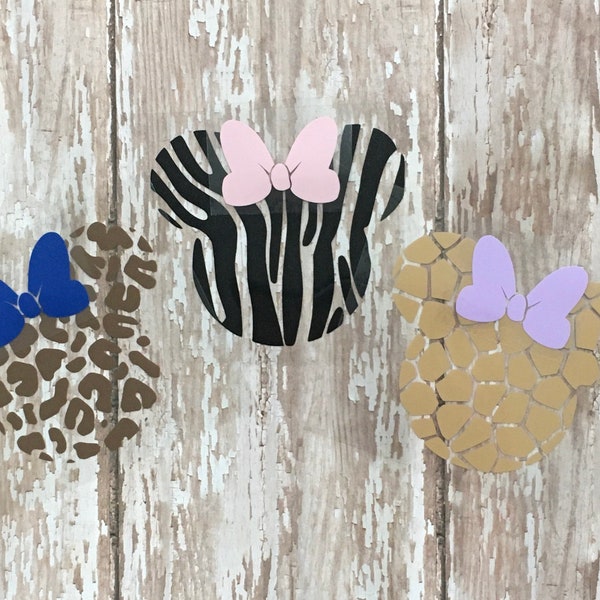 Zebra Giraffe Leopard  Safari Mouse Animal Print Iron On Heat Transfer Vinyl Decal Shirt Matching Family Trip boy girl mom dad baby mask