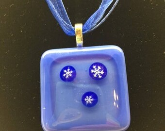 Fused glass snowflake pendant