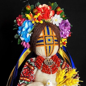 UNIQUE Motanka Doll &quot;Invincible&quot;  Ukraine seller Handmade on Wood Stend, is the protector of home and family NarodniyDimUkraina Christmas