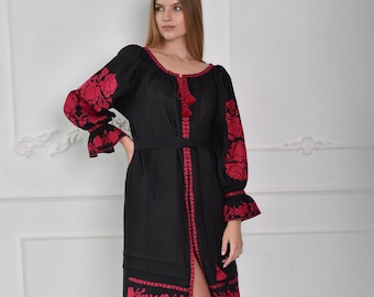 Ukrainian vyshyvanka dress Embroidered Gift for Her Gift for Wife. Gift for Women. Ukrainian folk Dress, Gift for Her, Easter,  Lengen Kleed