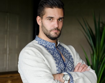 Men&#39;s embroidered shirt. Ukrainian shirt.Traditional vyshyvanka, Linen shirt Vyshivanka GIFT FOR HIM, vyshyvanka for Men,Gift for Easter