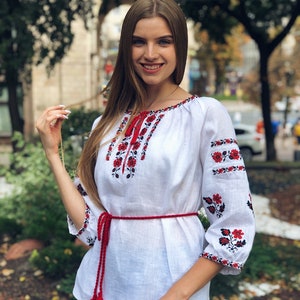 Linen Ukrainian Vyshyvanka Embroidered White Vyshyvanka - Etsy