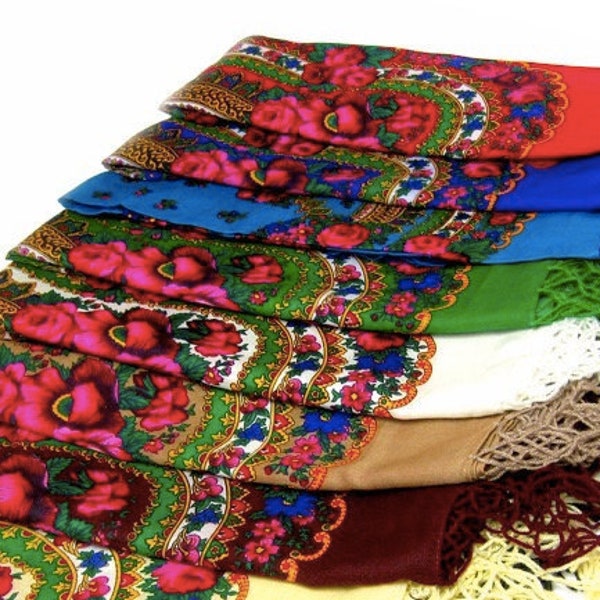 Ukrainian shawl, MOTHERS DAY Traditional gifts for women,  bohemian scarf flower, Big Folk Scarf, Large Ukrainian Shawl, Ethnic Gift for Mom
