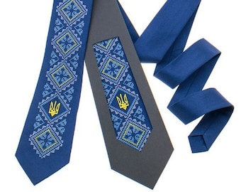 Ukrainian Classic tie with embroidery for men. Embroidered tie,Men's embroidered tie,Gift for Him Tie,Bow,Ukrainian style gift for husband