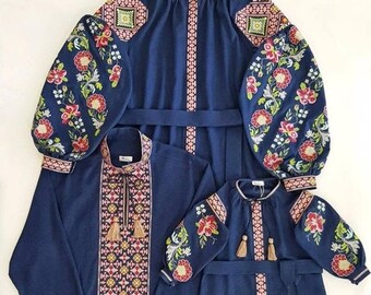 Family Look: Dress for Women+Shirt for Men+Dress for Daughter, Gift for Her. . Gift for Women. Embroidered vyshyvankaMOTHERS DAY