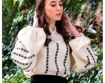 Exclusive embroidery Beige Ukrainian Embroidered blouse Vyshyvanka women's embroidery Exclusive Ethnic Spring Blouse Gift for Her Wife