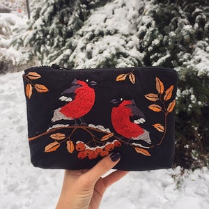 Gestickte kleine Make-up Tasche mit Ukrainischen Muster, Frauen Kosmetik, Mädchen niedliches Accessoire, Beutel, Geldbörse, Geschenk für FrauenGeschenk für Ostern