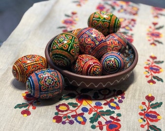Set of 6 Hand-Painted Wooden Pysanky – Ukrainian Traditional Easter Eggs, Folk Art Decor, Handmade Collectible Gifts