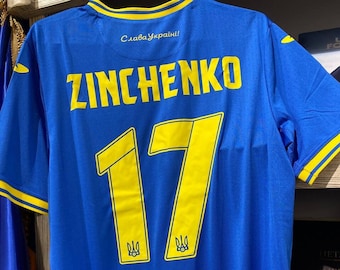 Camiseta personalizada Camiseta de fútbol original Tu nombre y número Selección nacional de Ucrania juego Mudryk de Ucrania con Gloria a Ucrania
