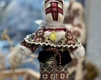 UNIQUE Motanka Doll Handmade on Wood Stend, The princess motanka doll, Embroidered Dress, Gift for Her dolls made in ukraine