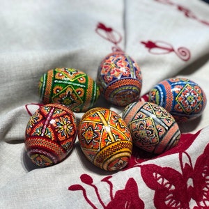 Set 6 Easter Wooden Eggs With Wooden Box, Ukrainian Traditional Pysanky ...
