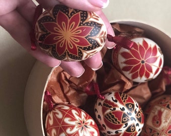 SET! 6 Eggs Pysanka, Real Ukrainian Pysanky Chicken  High Quality Easter Egg Hand made Easter Eggs traditional Ukrainian, Gift for Christmas