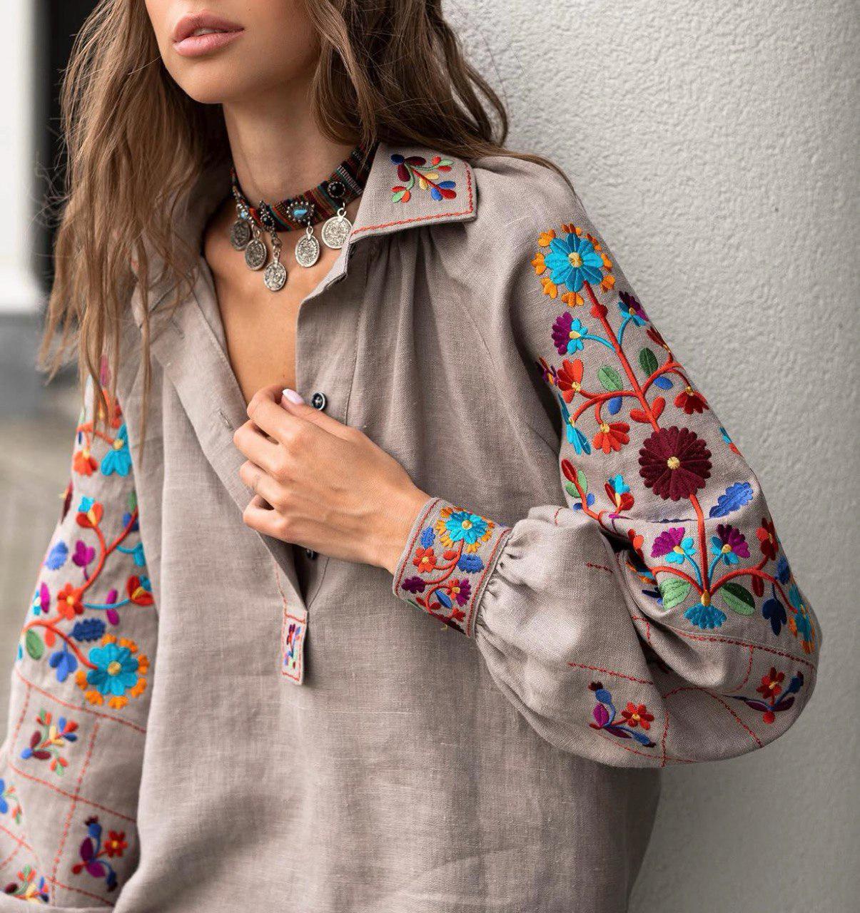 Embroidered Linen blouse Modern Ukrainian Stylish vyshyvanka, Blouse Vyshyvanka blouse, Women Blouses, Gift for Girl, Gift for Her Christmas
