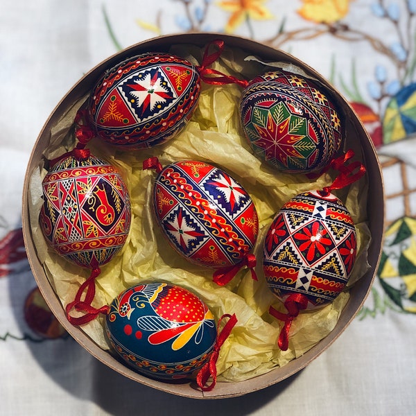 SET! 6 Eggs Pysanka, Real Ukrainian Pysanky Chicken  High Quality Easter Egg Hand made Easter Eggs traditional Ukrainian, Gift for Easter