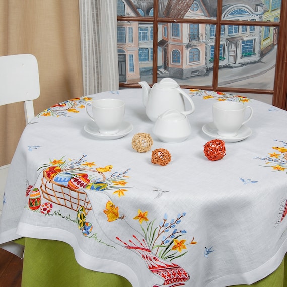 Tabletop 90*90 СМ,  Embroidered Tablecloth, Ukrainian Embroidered Tablecloth, Easter Tablecloth, , Easter TabletopGift forEaster