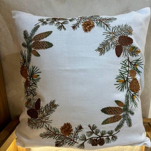 Embroidered Pillowcase 40*40 СМ, Linen pillow cover, Floral Home Decor Organic pillowcase Bright embroidery,Gift for motherEaster