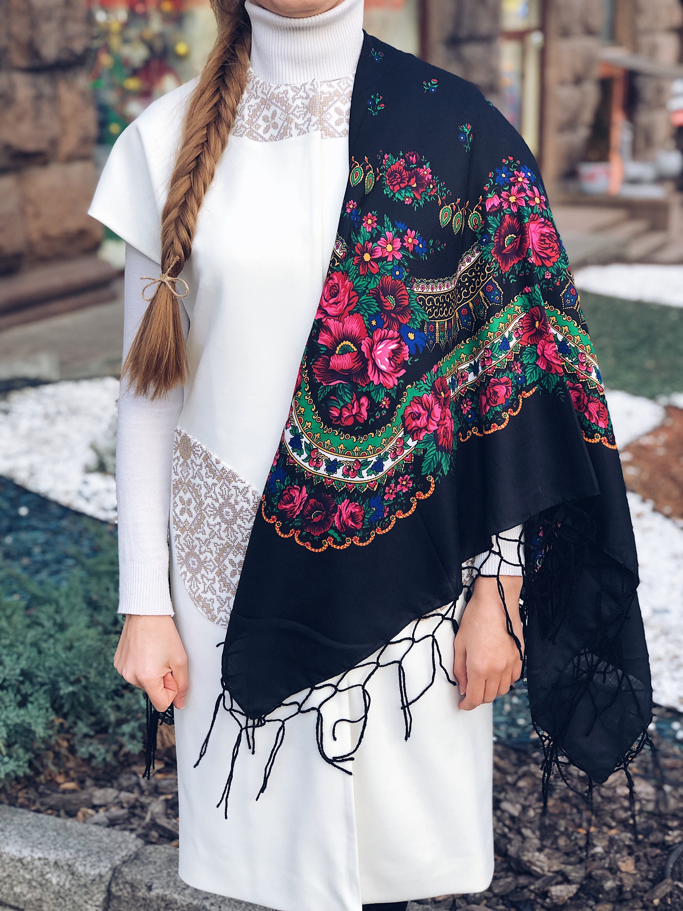 Ukrainian shawl gift for mom wool shawl Traditional gifts | Etsy