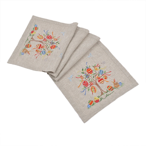 Table Runner 140 *40 СМ,  Embroidered linen Runner, Ukrainian Embroidered Tablecloth, Easter Tablecloth, Easter Tabletop Gift for Christmas