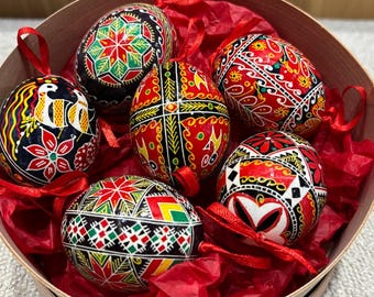 セット！6個の卵ピサンカ、本物のウクライナのピサンキチキン、高品質