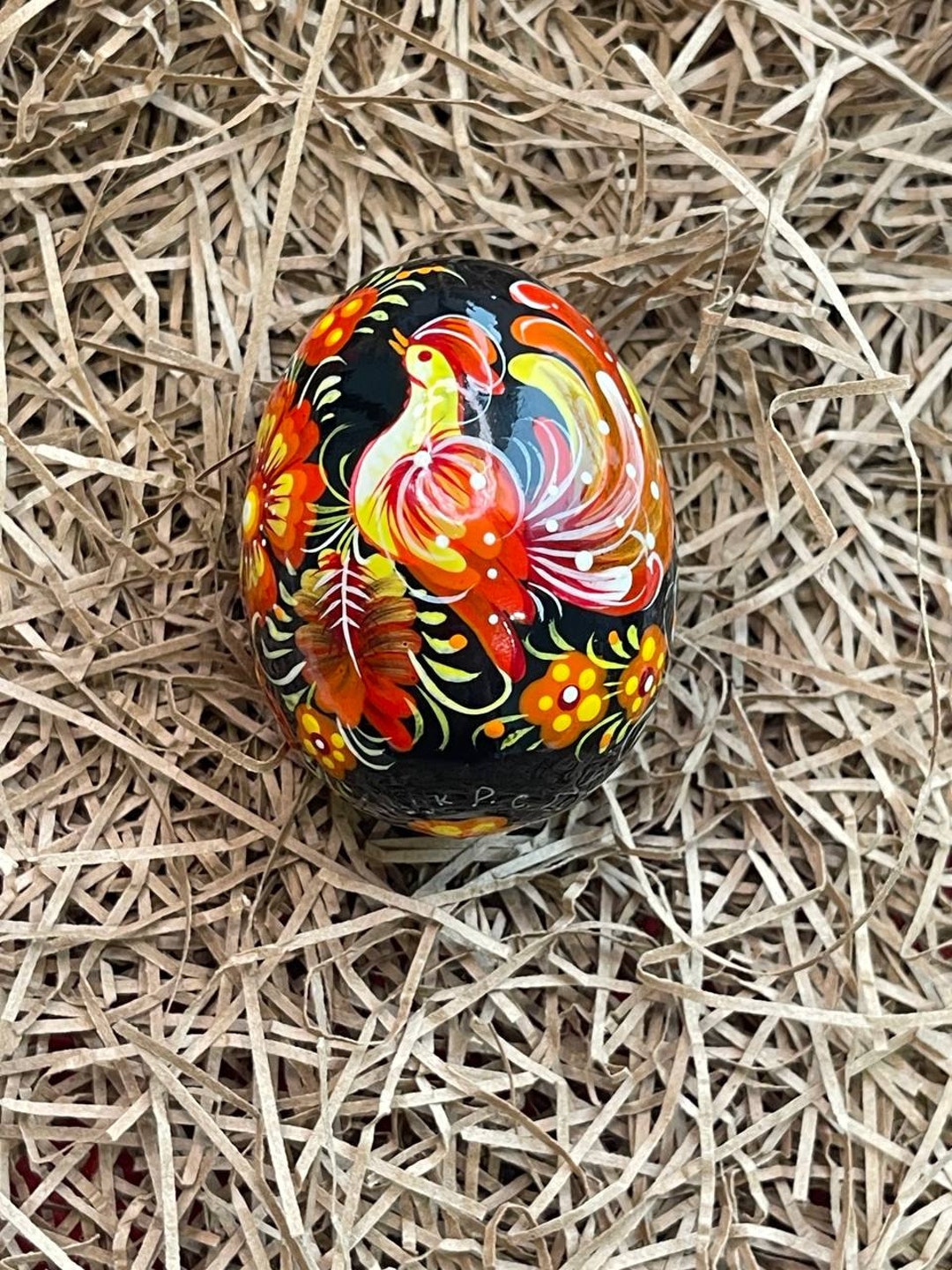 Easter Wooden Egg, Hand Painted Petrykivka Painting Egg, Ukrainian ...